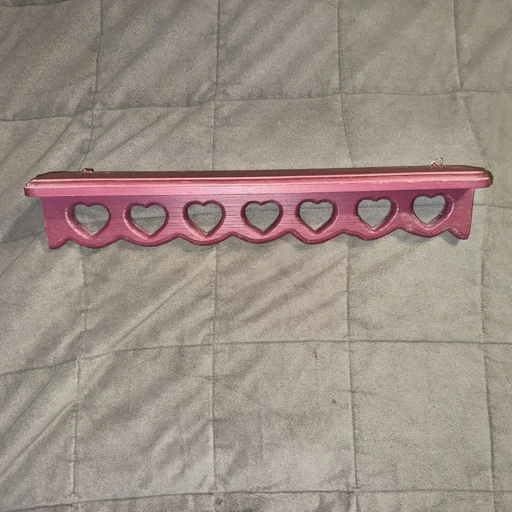 Vintage Wooden Heart Cut Out Shelf Display 17.5